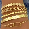 Online Dear-Lover Heart Plated Multi Layer Open Cuff Bracelet Set Gold