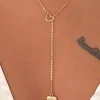Online Dear-Lover Heart Shape Hollow Lariat Necklace Gold