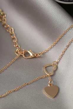 Online Dear-Lover Heart Shape Hollow Lariat Necklace Gold