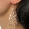 Hot Dear-Lover Hollow Out Leaves Plated Alloy Hook Earrings Gold