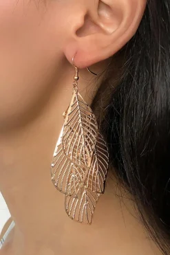 Hot Dear-Lover Hollow Out Leaves Plated Alloy Hook Earrings Gold