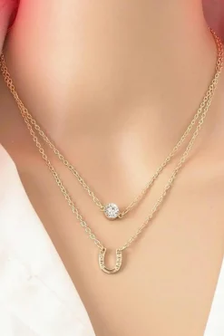 Hot Dear-Lover Horseshoe Layered Chopped Necklace Gold