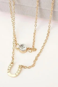 Hot Dear-Lover Horseshoe Layered Chopped Necklace Gold