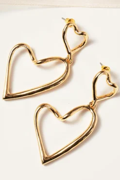 Hot Dear-Lover Irregular Heart Shapes Alloy Stud Earrings Gold