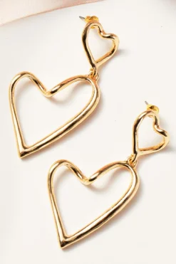 Hot Dear-Lover Irregular Heart Shapes Alloy Stud Earrings Gold