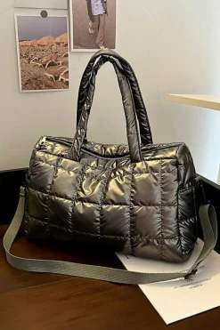 Hot Dear-Lover Large Capacity Quilted Puffer Tote Bag Gold