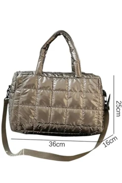 Hot Dear-Lover Large Capacity Quilted Puffer Tote Bag Gold