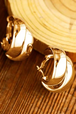 Fashion Dear-Lover Layered Hoop Studded Earrings Gold