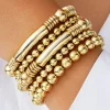 Hot Dear-Lover Layered Plated Alloy Beaded Elastic Bracelet Set Gold