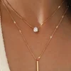 Clearance Dear-Lover Layered Rhinestone Pendant Necklace Gold
