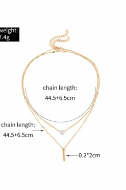 Clearance Dear-Lover Layered Rhinestone Pendant Necklace Gold
