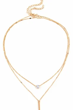 Clearance Dear-Lover Layered Rhinestone Pendant Necklace Gold