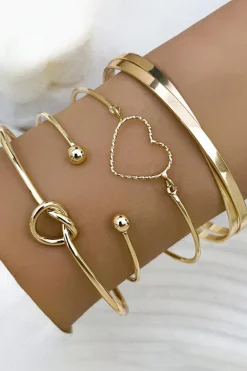 Online Dear-Lover Love Geometric Cross Plated Bracelet 4-piece Set Gold