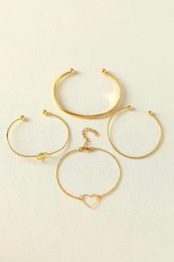 Online Dear-Lover Love Geometric Cross Plated Bracelet 4-piece Set Gold