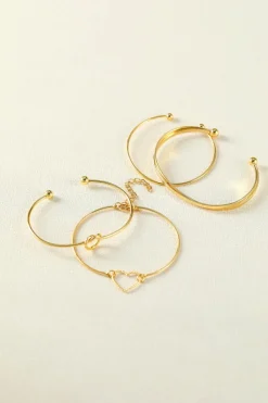 Online Dear-Lover Love Geometric Cross Plated Bracelet 4-piece Set Gold