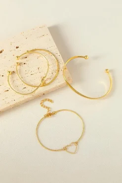 Online Dear-Lover Love Geometric Cross Plated Bracelet 4-piece Set Gold