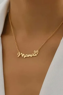 New Dear-Lover mama Heart Pendant Chain Necklace Gold