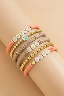 New Dear-Lover Mama Love Heart Beaded Multi Layer Bracelet Gold