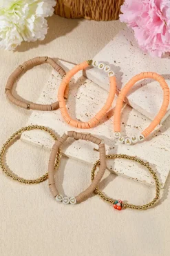 New Dear-Lover Mama Love Heart Beaded Multi Layer Bracelet Gold