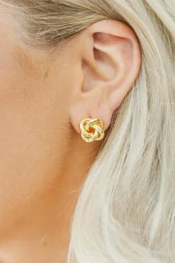Fashion Dear-Lover Minimalism Knotted Plated Stud Earrings Gold