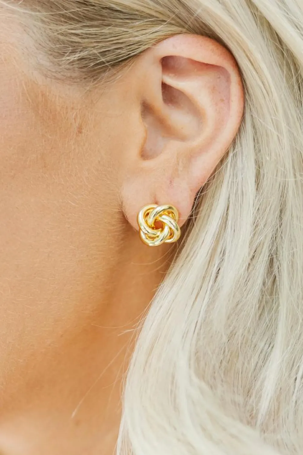 Fashion Dear-Lover Minimalism Knotted Plated Stud Earrings Gold