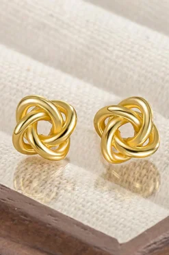 Fashion Dear-Lover Minimalism Knotted Plated Stud Earrings Gold