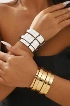 Best Dear-Lover Minimalist Multi Layered Opening Alloy Bangle Gold