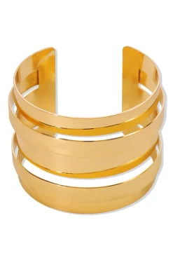 Best Dear-Lover Minimalist Multi Layered Opening Alloy Bangle Gold