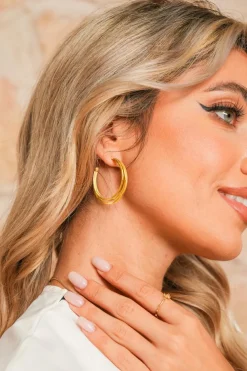 Best Dear-Lover Minimalist Plated Alloy Triple Hoop Earrings Gold