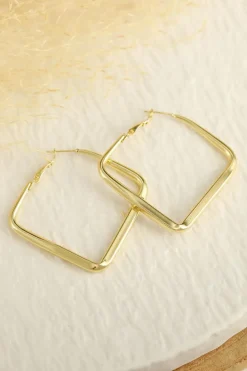 Fashion Dear-Lover Minimalist Square Hoop Earrings Gold