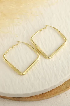 Fashion Dear-Lover Minimalist Square Hoop Earrings Gold