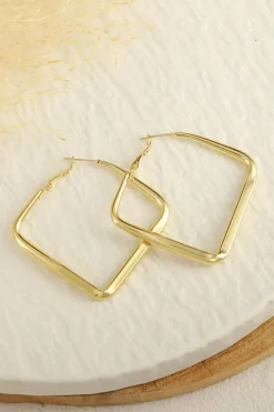 Fashion Dear-Lover Minimalist Square Hoop Earrings Gold