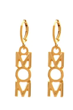 Best Dear-Lover MOM Letter Pendant Alloy Earrings Gold