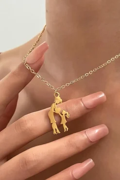 Discount Dear-Lover Mother Daughter Heart Pendant Plated Alloy Necklace Gold