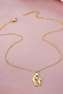 Discount Dear-Lover Mother Daughter Heart Pendant Plated Alloy Necklace Gold