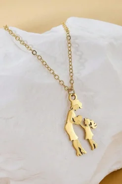 Discount Dear-Lover Mother Daughter Heart Pendant Plated Alloy Necklace Gold