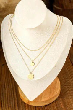 New Dear-Lover Multi Layer Disc Pendant Alloy Necklace Gold