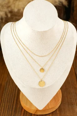 New Dear-Lover Multi Layer Disc Pendant Alloy Necklace Gold