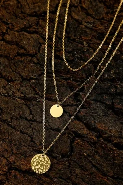 New Dear-Lover Multi Layer Disc Pendant Alloy Necklace Gold