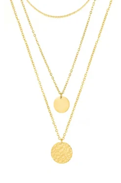 New Dear-Lover Multi Layer Disc Pendant Alloy Necklace Gold
