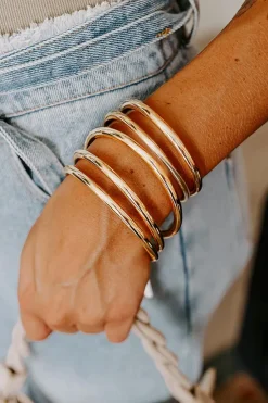Discount Dear-Lover Multi Layer Plated Alloy Bangle Bracelet Gold