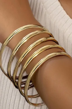 Discount Dear-Lover Multi Layer Plated Alloy Bangle Bracelet Gold
