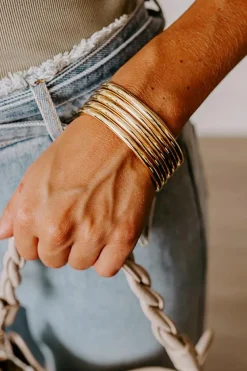 Discount Dear-Lover Multi Layer Plated Alloy Bangle Bracelet Gold