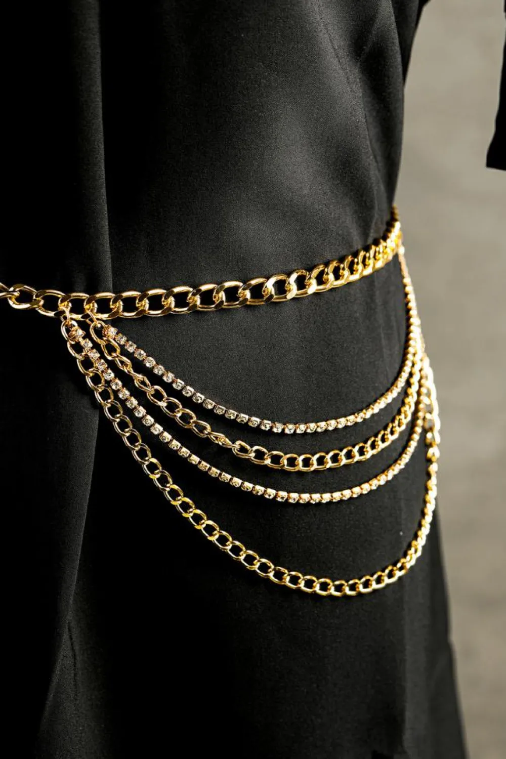 Sale Dear-Lover Multi Layer Rhinestone Belt Chain Gold