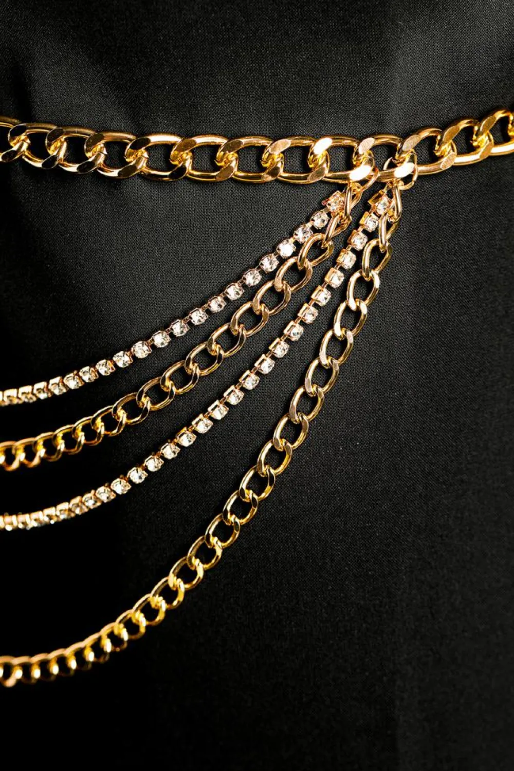 Sale Dear-Lover Multi Layer Rhinestone Belt Chain Gold