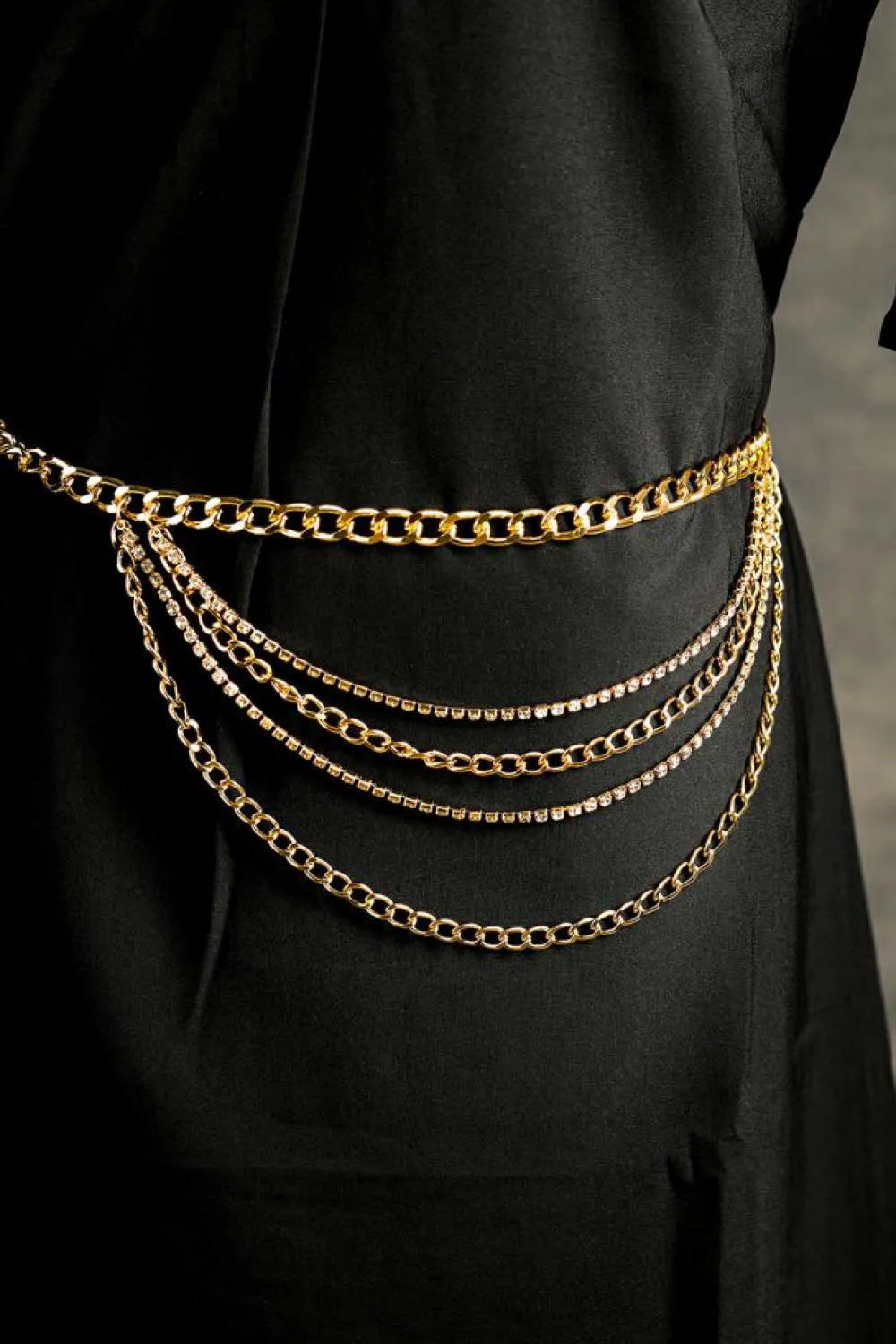 Sale Dear-Lover Multi Layer Rhinestone Belt Chain Gold
