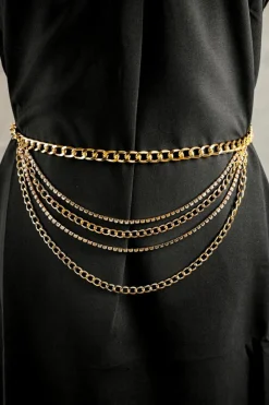 Sale Dear-Lover Multi Layer Rhinestone Belt Chain Gold