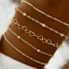 Hot Dear-Lover Multi Layered Heart Shape Plate Chain Bracelet Gold