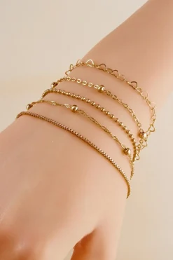 Hot Dear-Lover Multi Layered Heart Shape Plate Chain Bracelet Gold