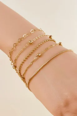 Hot Dear-Lover Multi Layered Heart Shape Plate Chain Bracelet Gold